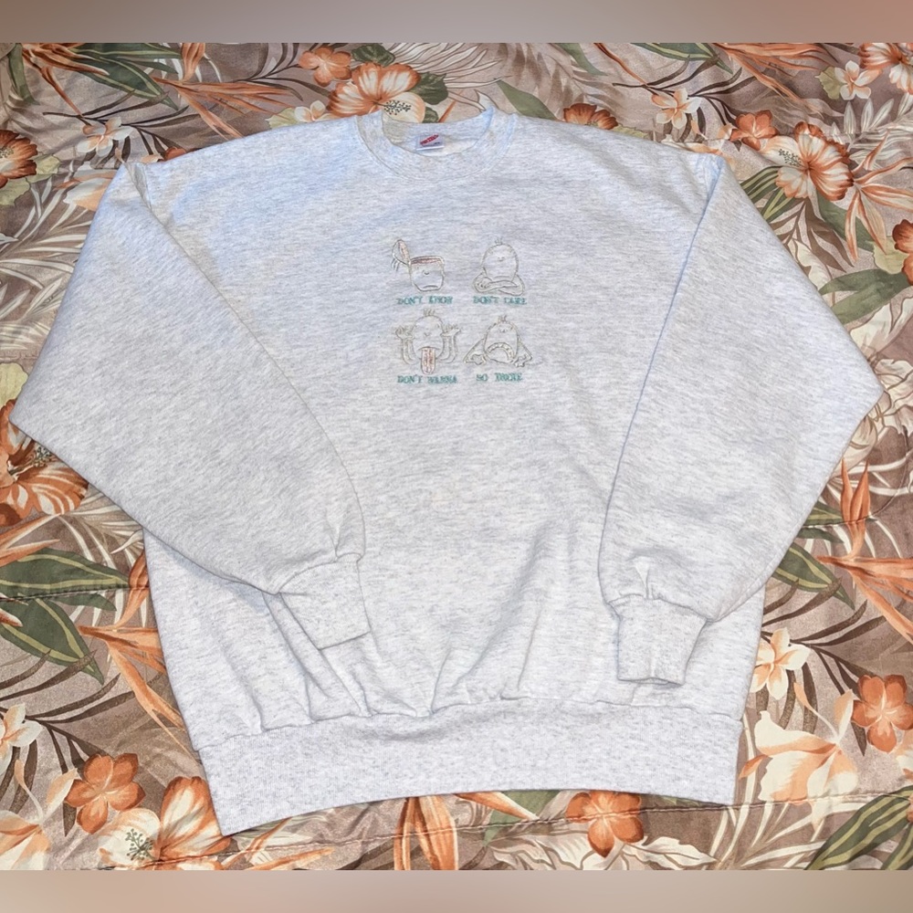 Jerzees Vintage Embroidered Crewneck Pullover Sweater Size XL